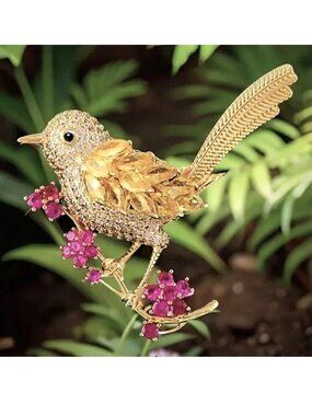 Bird Crystal Rhinestone Brooch Flower Stylish Sparkle Glam Fashion Trendy Pretty